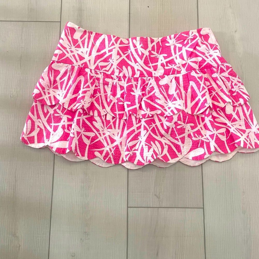 Lilly Pulitzer Ruffle mini skirt Firefly Pattern Rare low waist size 4/6
